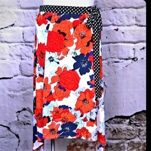 Westport Floral Poppy Skirt Side Tie Swiss Dot M